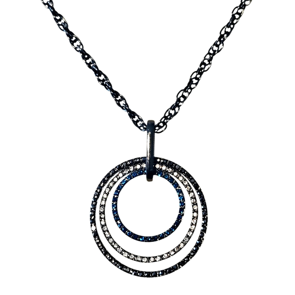 😁White House Black Market Blue and Silver Circle Necklace - Picture 3 of 5